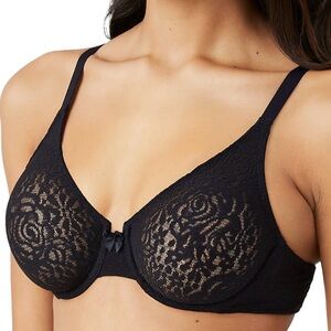 NWT Wacoal Halo Lace Black Lace Underwire Bra, 38DDD